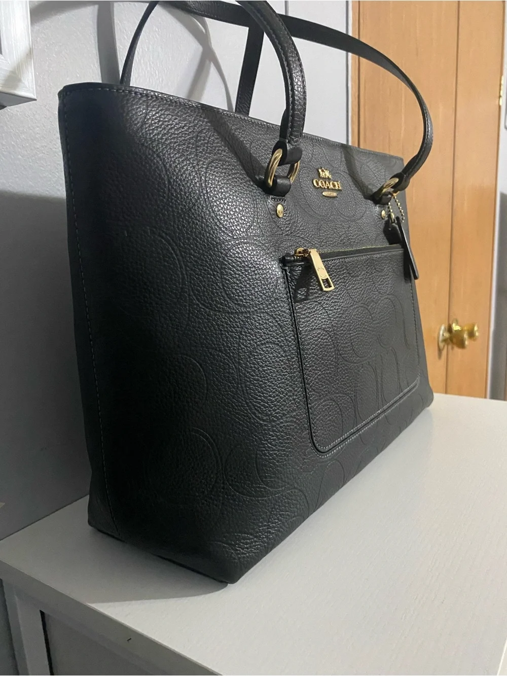 NWT Coach Outlet Station Tote Bag In Signature Leather-Black